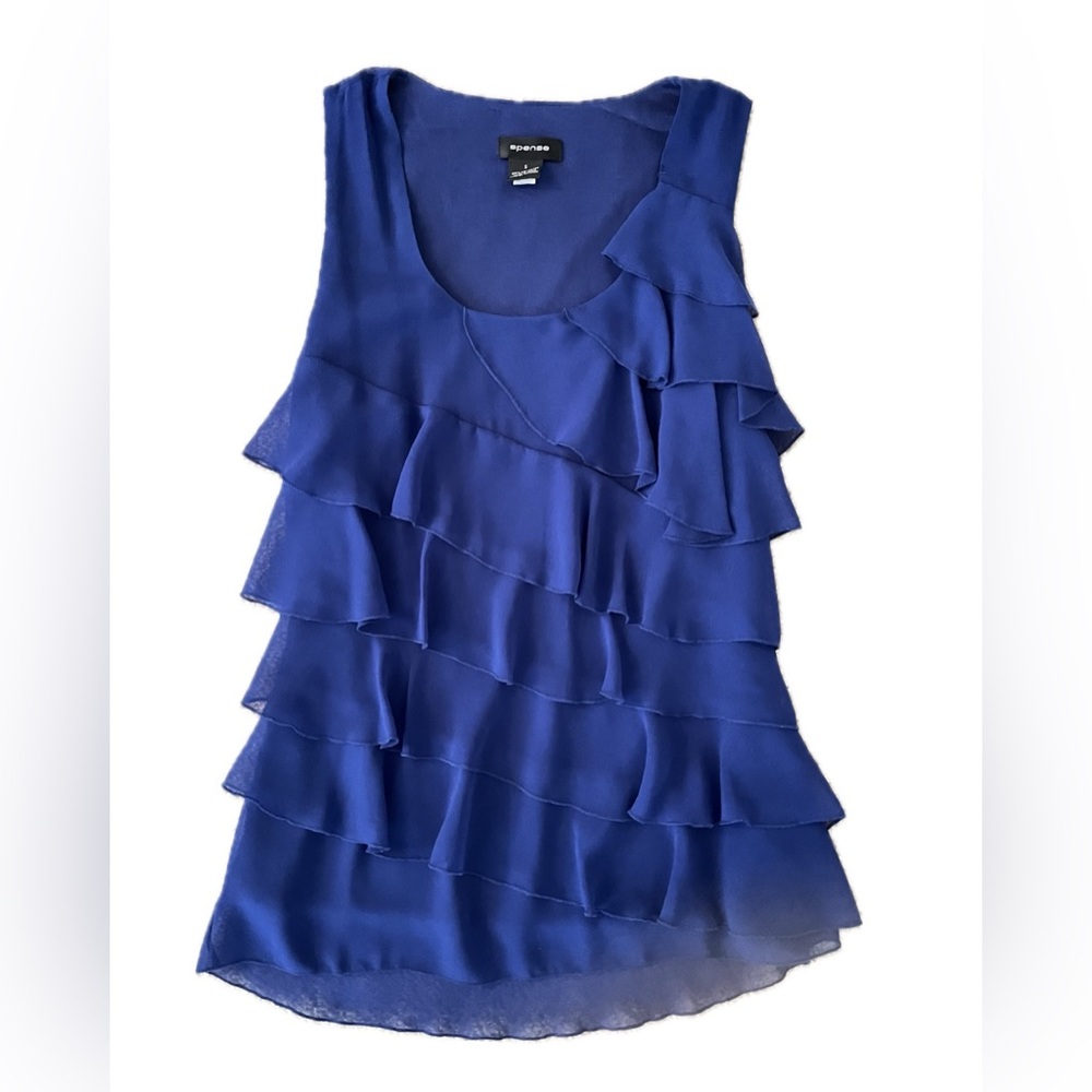 Spence Blue ruffle top